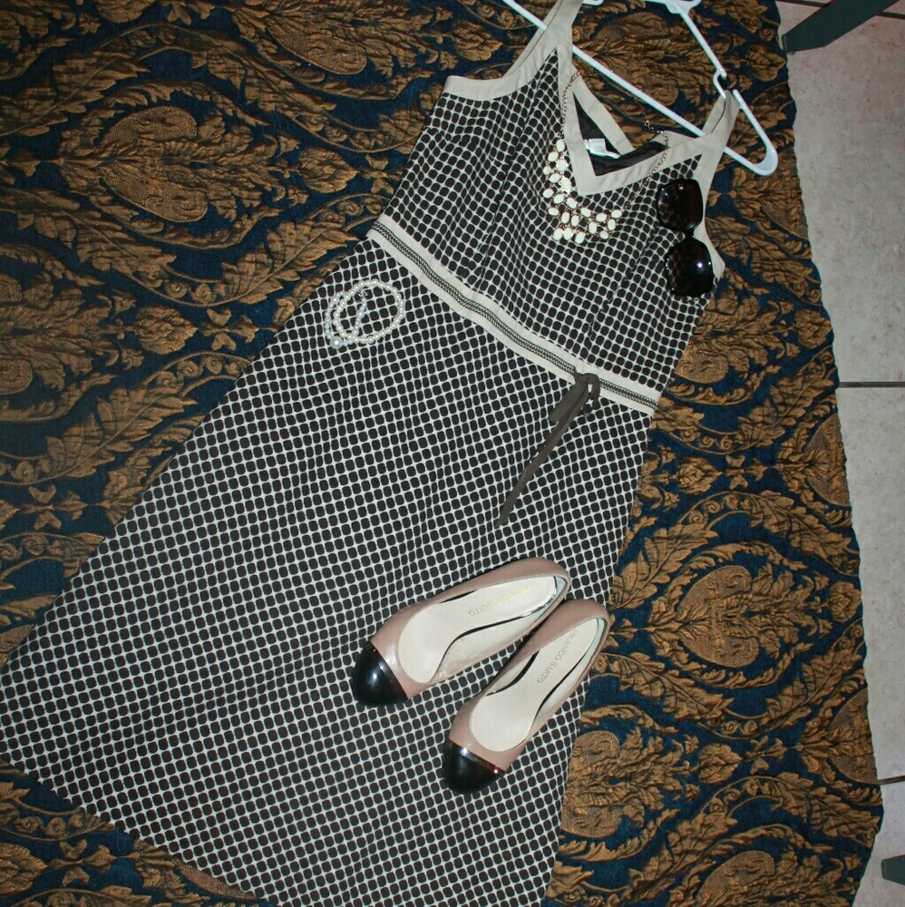 /SOLD/Tan and Brown polka dot dress